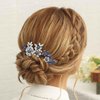 Casdre Crystal Bride Wedding Hair Pins Silver Pearl Bridal Hair Pieces Flower Hair Accessories for Women and Girls(Pack of 3) (B Blue)