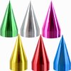 Haconba 60 Pieces Paper Cone Party Hats Colorful Metallic Foil Birthday Cone Hats for Kids Adults Birthday New Year Party Supplies, 6 Colors
