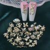 30pcs Random Gold Nail Charms Luxury Zircon Nail Rhinestones 3D Alloy Flower Butterfly Nail Art Charms Metal Snake Rabbit Heart Charms for Nails Mix Styles Nail Gems Nail Jewels for Nail Art Supplies