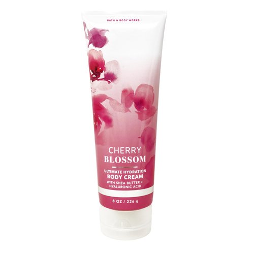 Bath & Body Works Cherry Blossom Body Wash and Body Cream Bundle with a Himalayan Salts Springs Bar Soap - Full Size