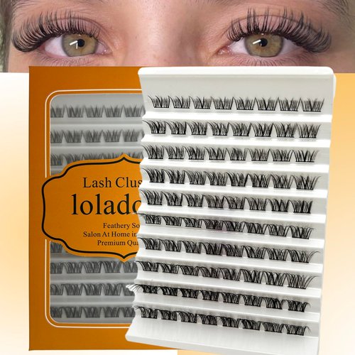 loladook Natural Lash Clusters C Curl Short Classic Individual Lashes Cluster Wispy Wide Stem DIY Eyelash Extension Clusters Natural Look for Beginners at Home(8-16mm)