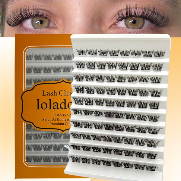loladook Natural Lash Clusters C Curl Short Classic Individual Lashes Cluster Wispy Wide Stem DIY Eyelash Extension Clusters Natural Look for Beginners at Home(8-16mm)