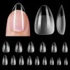 450PCS 15 Sizes Short Almond Nail Tips Soft Gel Clear Press on Nails Half Matte Full Cover Acrylic Nail Pre-shape for Nail Extension