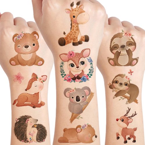 UVUXO Cute Animal Temporary Tattoo for kids - 82 Styles Animal Temporary for Girls Boy Body Arm Shoulder Cute Tattoos Stickers, Birthday Party Supplies Gifts for Kids
