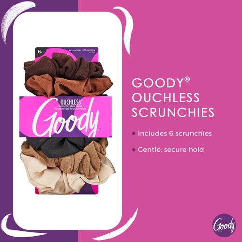 Goody Ouchless Womens Hair Scrunchie - 6 Count, Starry Night - Suitable for All Hair Types - Hair Accessories for Women Perfect for Long Lasting Braids, Ponytails and More - Pain-Free