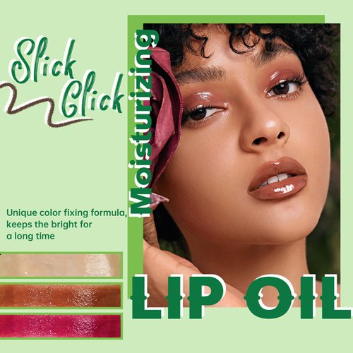 HOSAILY Moisturizing Solid Lip Gloss Jelly Lipstick, 3Color Lip Oil Slick Click Lip Plumper with Dark Brown Lip Liner, Glossy Lightweight Pigmented Non Sticky Tinted Lip Balm Makeup Gift Set for Women