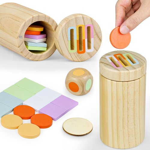DonDofla Montessori Toys for 1-3 Year Old, Color Sorting Sensory Developmental Wooden Toddlers Toys, 18 Month Old Travel Educational Infants Toys for Kids, Fine Motor Busy Board Game Boys Girls Baby