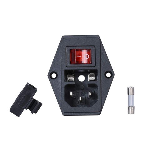3Dman 15A 250V Rocker Switch On/Off Power Socket Inlet Module Plug 10A Fuse Switch with 18 AWG Wiring 3 Pin
