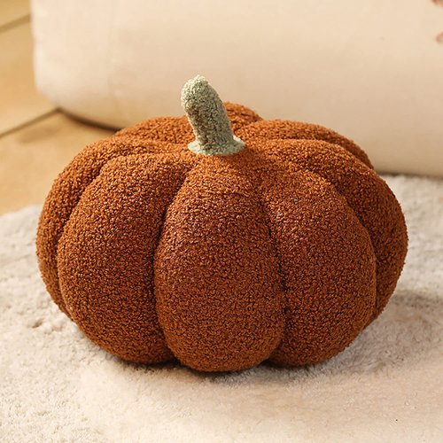 Sdetrcq Halloween Pumpkin Pillow Decor, Pumpkin Plush Pillow Fleece Stuffed Pumpkins Decoration Halloween Pumpkins Throw Pillow for Couch, Soft Halloween Pumpkin Decor Gifts (Brown, 11")