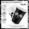 Teenyyou 24 Pcs Checkered Flag Party Supplies Checkered Plastic Cup 16 oz Race Car Cups Black and White Thick Checkered Cup for Racing Party Sports Themed Birthday Party Decorations