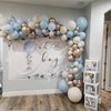 Dusty Blue Balloon Set, 60Pcs 12 Inch Slate Baby Blue White Sand Latex Balloon with Metallic Confetti Champagne Gold Helium Balloons for Birthday Party Baby Bridal Shower Boho Decortaions Supplies