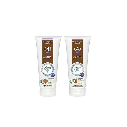 Carson Life Hair Restorative Mask - Repair Conditioner for Color Treated Hair - Controls Frizz - Sulfate and Paraben Free - Made with Coconut, Olive and Amla Oils (2 Pack)