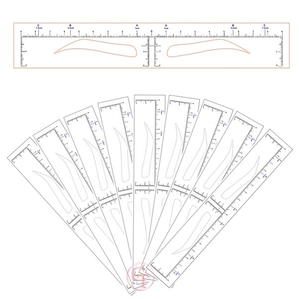 30pcs Eyebrow Shaping Stencils Disposable Eyebrow Ruler Sticker Brow Template Permanent Makeup Measuring Tools (Brow Shape B)