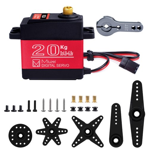 Miuzei 20KG Servo Motor High Torque RC Servo Metal Gear Waterproof for 1/6, 1/8, 1/10, 1/12 R/C Model DIY Car Robot, DS3218, Control Angle 270° ﻿