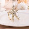 Joyindecor Crystal Starfish Napkin Rings - Set of 6 Rhinestone Coastal Nautical Napkin Ring Holders for Wedding Party, Beach/OceanTheme Dining Table Decoration Accessories