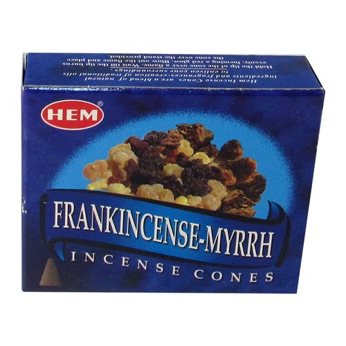 HEM Incense Cones: Frankincense and Myrrh - 12 Packs of 10 = 120 Cones