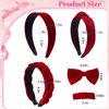 MANOPAWS 5Pcs Red Headband Red Accessories Velvet Braided Headbands Fashion Red Knotted Hairband Wide Headbands Red Bow Clip Velvet Scrunchies for Girls Chinese New Year Valentine's Day Christmas
