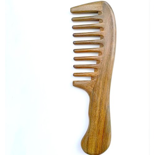 YOEIOCLR 100% Sandalwood Hair Comb, Handmade Wide Tooth Wooden Comb, No Static,Sandalwood Comb Wide Tooth,Gifts, Home and Outdoor (With Brocade Bag)