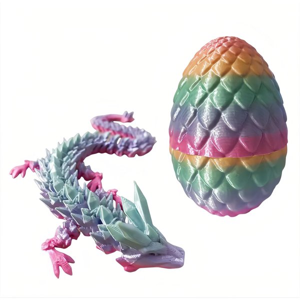 LNANZTCX 3D Printed Dragon Egg, Dragon Egg with Dragon Inside, Articulated Crystal Dragon Toy, Fidget Toy Adults, Home Office Executive Desk Toys, Birthday Party Decorations(Candy Color)
