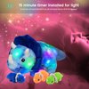 Hopearl LED Plush Dinosaur Lighting Up Stuffed Mommy Triceratops with 3 Babies in her Tummy Floppy Stuffed Animal Playset Night Lights Glow in The Dark Gifts for Kids Toddler Boys, Blue, 15“