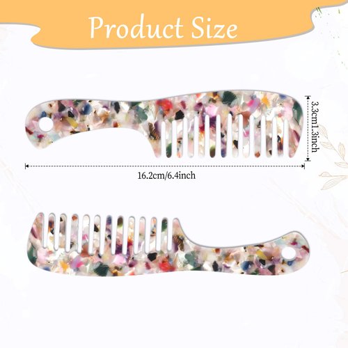 Tortoise Wide Tooth Combs for Women, Tortoise Shell Comb, Shell Cellulose Acetate Round Tooth Comb for Straight/Curly Hair,Short/Long Hair, Anti-static Wide Tooth Comb Easy Detangling Wet or Dry