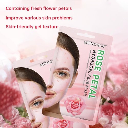 Hydrogel Collagen Sheet Mask with Rose Petal, Instant Brightening Hydrating Face Mask Sheet Mask for Firming, Elasticity Improvement 12-Pack