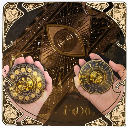 Fidget Toys Fidget Spinners for Adults, Metal Spinning Spinner Top Toy, Anxiety Toys Stress Relief Reducer, Party Favors for Adults Stuffers Tarot Constellation Spinning Tops Toys (Gold Tarot)