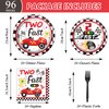 96pcs Two Fast Plates and Napkins Race Car Party Decorations Racing 2 fast Party Plates and Napkins Set Racing Sports Themed Dinnerware for Two Fast Kids Boys Birthday Supplies Favors, Serve 24