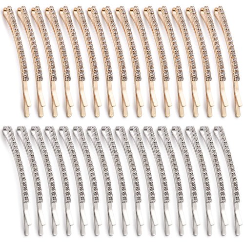 Hedume 48 Pieces Rhinestone Bobby Pin, Metal Hair Clips, Crystal Hair Pin for Lady Women Girls