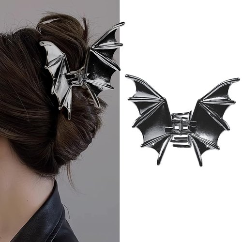 Halloween Bat Hair Claw Clips Black Metal Non-Slip Hair Clip Bat Wings Design Hair Jaw Clips Gothic Strong Hold Hair Barrettes Halloween Hair Decoration for Women Thick or Thin Hair Accessories 1PCS