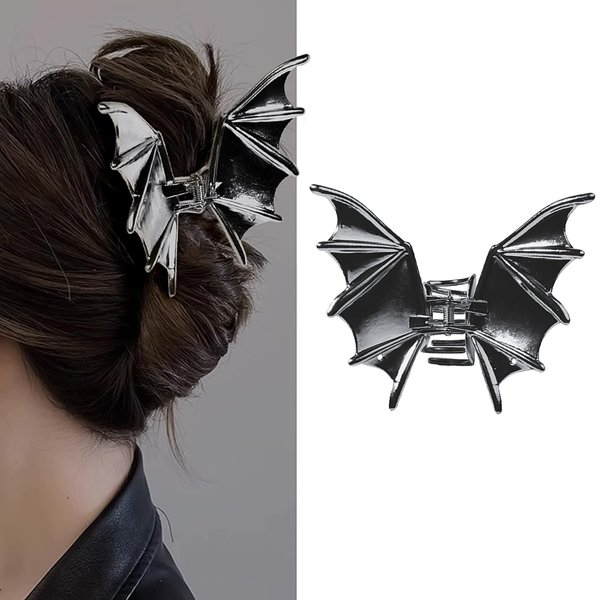 Halloween Bat Hair Claw Clips Black Metal Non-Slip Hair Clip Bat Wings Design Hair Jaw Clips Gothic Strong Hold Hair Barrettes Halloween Hair Decoration for Women Thick or Thin Hair Accessories 1PCS