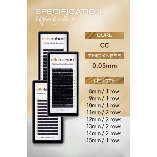 Eyelash Extension B C CC D J Curl Mix 5-20mm 0.03-0.15 Super Matte Classic Lash Extensions Professional Supplies for Lash Techs (CC-0.05, 8-15mm)