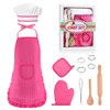 Popular Gifts for 2-8 Year Old Girls Boys, Chef Costume Set for Kids Apron for Girls Kids Chef Hat and Apron Toddler Cooking Toys Birthday Xmas Gifts for Kids Stocking Stuffer for Toddlers Pink
