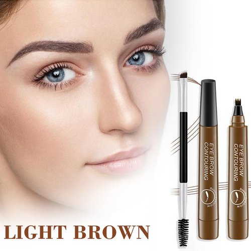 Grey Brown Eyebrow Pencil - Waterproof Microblading Eyebrow Pen, Long Lasting, Natural Eyebrow Makeup (2 Pack)