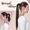 18" Human Hair Ponytail Extensions 85g #2 Dark Brown 100% Remy Human Hair Wrap Around Long Ponytail Clip in Hair Extensions Straight One Piece Hairpiece (18", Dark Brown)