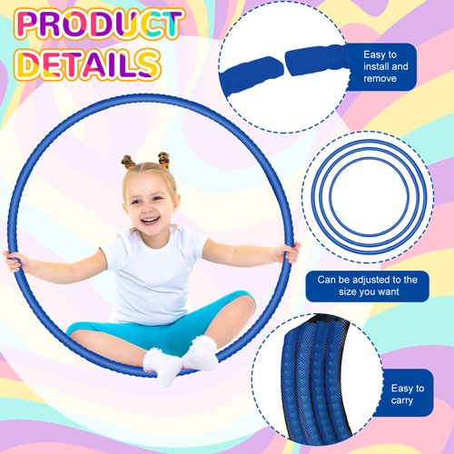 Shappy 6 Pcs Exercise Hoop Detachable Adjustable Plastic Toy Hoop Playground Toys Colored Hoop Circles for Teens Games Gymnastics Dog Agility Equipment Party Decor(28 Inch,Royal Blue)