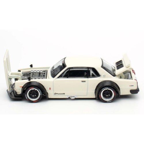 POP RACE Model Car Compatible with Nissan Skyline GT-R V8 Drift (Hakosuka) White 1/64 Diecast Model Car PR640113