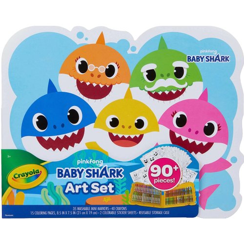 Crayola Baby Shark Art Set, 90 Pieces, Gift for Kids, 4, 5, 6, 7