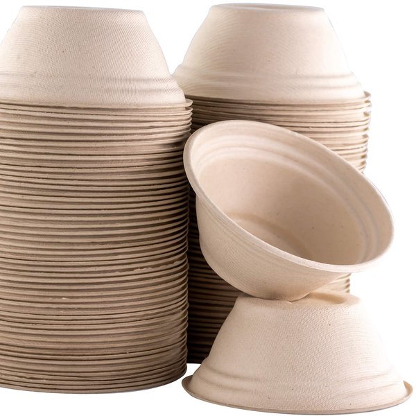 Mini Restaurant-Grade, Small 8 oz Bowls Bulk 100Pk. Great for Ice Cream, Chili or Soup. Disposable, Compostable Bowls are Allergen-Free, Leakproof and Microwave Safe for Hot or Cold Use