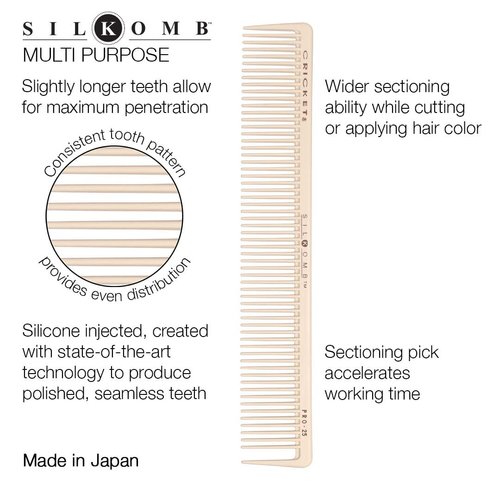 Cricket Silkomb Pro-25 Multi Purpose Hair Comb Professional Stylist Barber Combs for Hair Cutting, Color, Detangling, Styling, All Hair Types