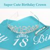 CAVETEE 18th Birthday Crown，Birthday Sash and Crown，18th Happy Birthday Sash for Women 18th Birthday Party Decorations for Birthday Gifts