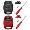 Key Fob Shell Case Replacement for Honda Accord Crosstour Civic Odyssey Fit CR-V CR-Z Key Fob Cover with Screwdriver (Black+Red)