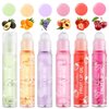 Gireatick 6PCS Fruity Flavors Rolling Ball Lip Oil Set, Long Lasting Moisturizing Lip Balm, Roll-On Lip Gloss Set, Glossy Lip Make-up for All Age, Transparent Lip Gloss for Dry and Chapped Lips