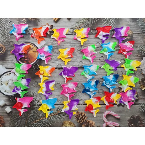 Roaqua 30 Packs Bulk Mini pop Shark Fidget Gifts for Holiday Boys and Girls Kids Party Supplies and Classroom Students Prize