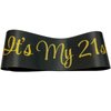 NAUXIUDSJS 21st Birthday Sash, Birthday Sash for Girls,Birthday Princess 21st Birthday Gifts Decorations for Happy 21st Birthday Party Favor Supplies,Black Gold