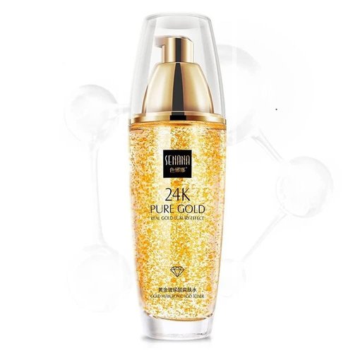SENANA Hyaluronic Acid Moisture Toner with Ceramides 3, Castor Oil, Gold, Moisturizing Facial Toner, Dry to Combination Skin Care, Hydrating & Pore Tightening 100 ml