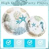 G1ngtar 96Pcs Ocean Seashell Party Plates Supplies - Coastal Beach Party Tableware Decorations Starfish Coral Disposable Paper Plates Napkins Forks for Kids Summer Birthday Baby Shower, Serves 24