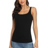 V FOR CITY Black Tank Top for Women with Shelf Bra Adjustable Wide Strap Camis Cotton Undershirt