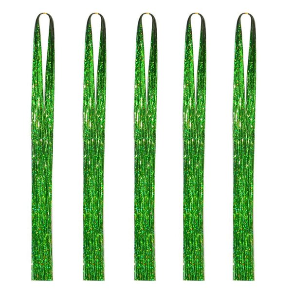 Green Hair Tinsel 47 Inch 1000 Strands Glitter Tinsel Hair Extensions for Women and Girls, Sparkling Shinny Fairy Hair Accessories for Christmas New Year Halloween Cosplay Party