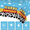 3 Pack Cartoon Story Birthday Party Supplies Cow Pattern Printed Table Cover Blue Sky and White Cloud Tablecloths Cow Birthday Party Decoration for Boy Girl Kid Birthday Party Decor 54 x 108 inch